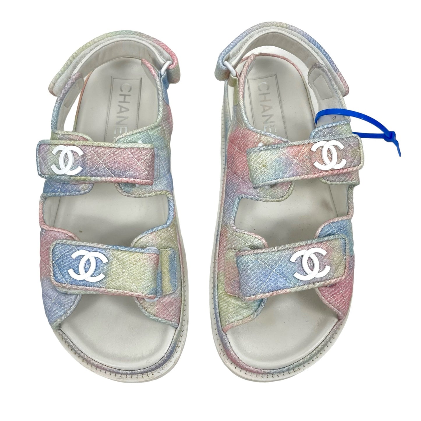 Chanel Dad Sandals Quilted Tie Dye Cloth 2022 Double Strap Size 38