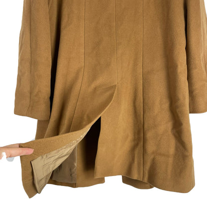 Talbots Wool Cashmere Blend Hidden Button Car Coat Dark Camel Size 14P