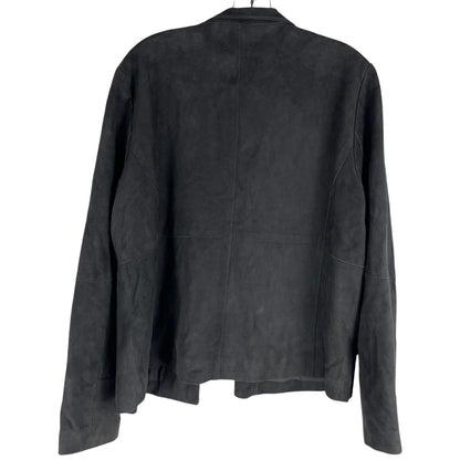 Eileen Fisher 100% Suede Open Front Jacket Dark Gray Size XL