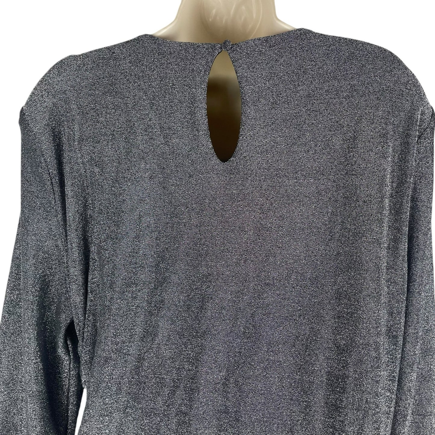 Veronica Beard Cyrus Metallic Lurex Side Ruch Dress Gunmetal Size XL