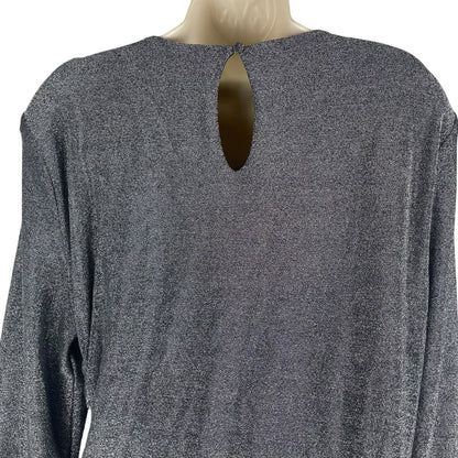 Veronica Beard Cyrus Metallic Lurex Side Ruch Dress Gunmetal Size XL