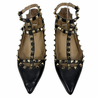 Valentino Garavani Rockstud Caged Leather Ballet Flats Black Size 38