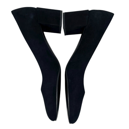 Margaux The Heel Pump in Black Suede Round Toe Block Heel Size 40M/ 9.5