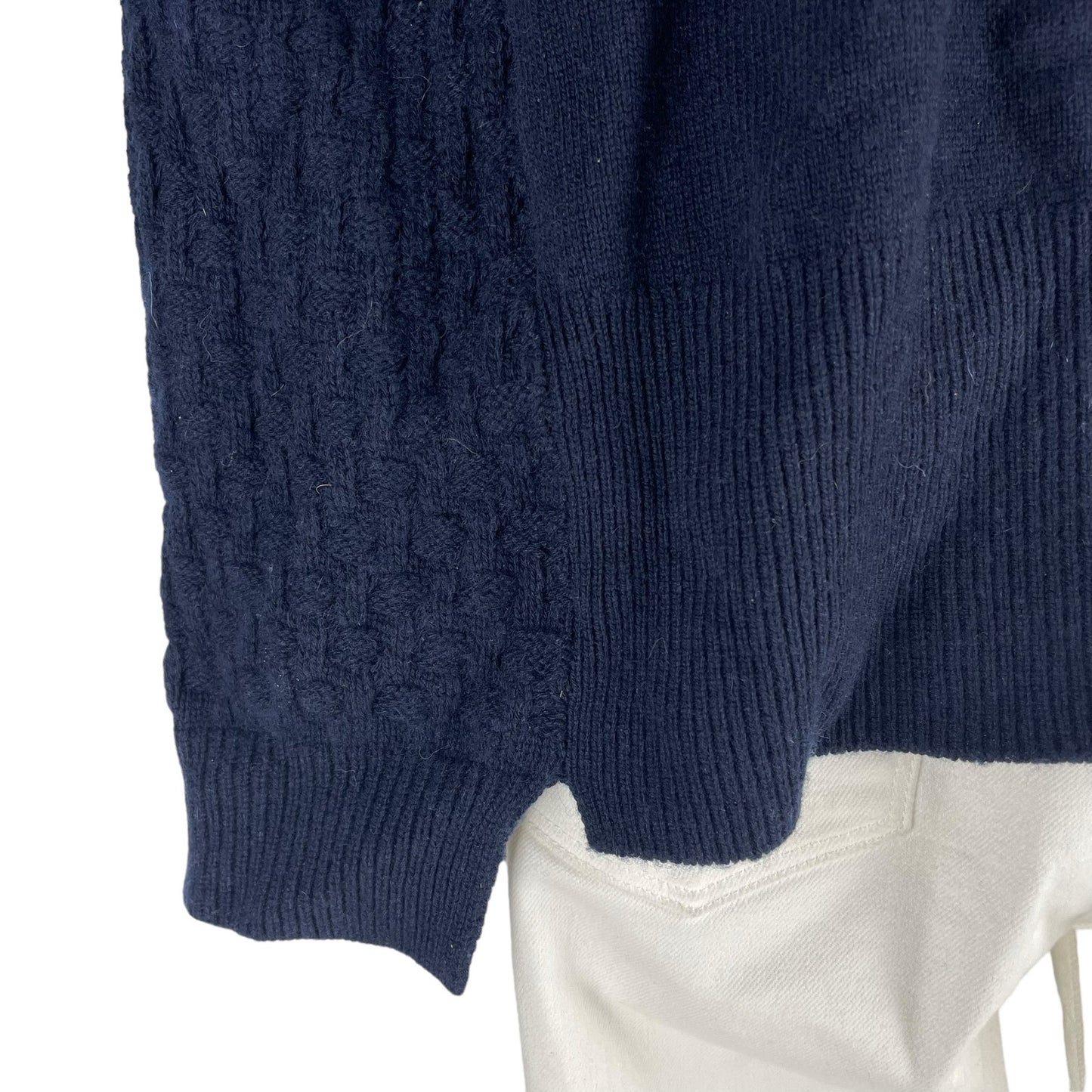 Vince Wool Cashmere Cardigan Brick Texture Open Front Navy Size S