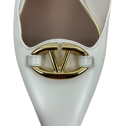 Valentino Garavani The Bold Edition Vlogo Calfskin Pump 60mm Ivory Size 36