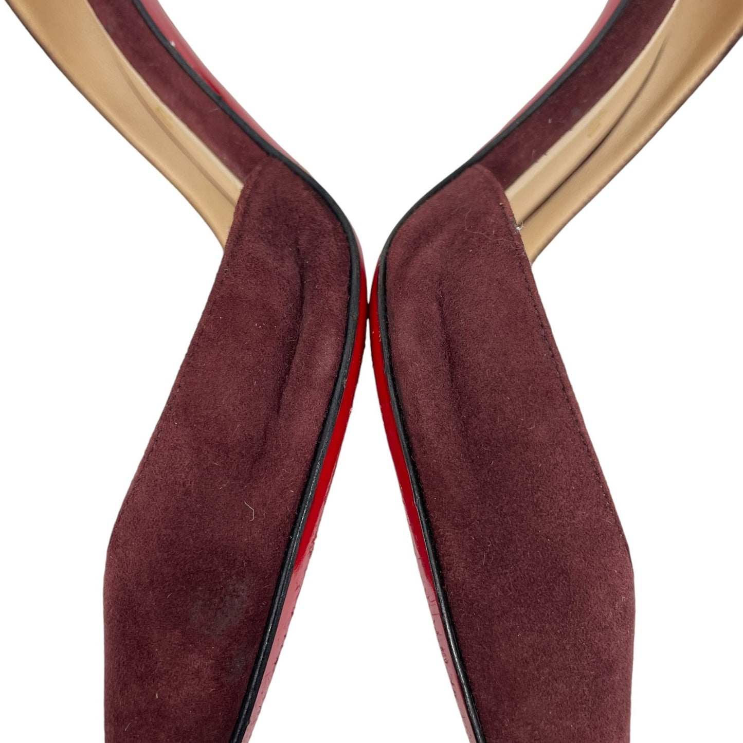 Christian Louboutin Iriza 100mm Half d'Orsay Suede Pump Burgundy Size 38.5