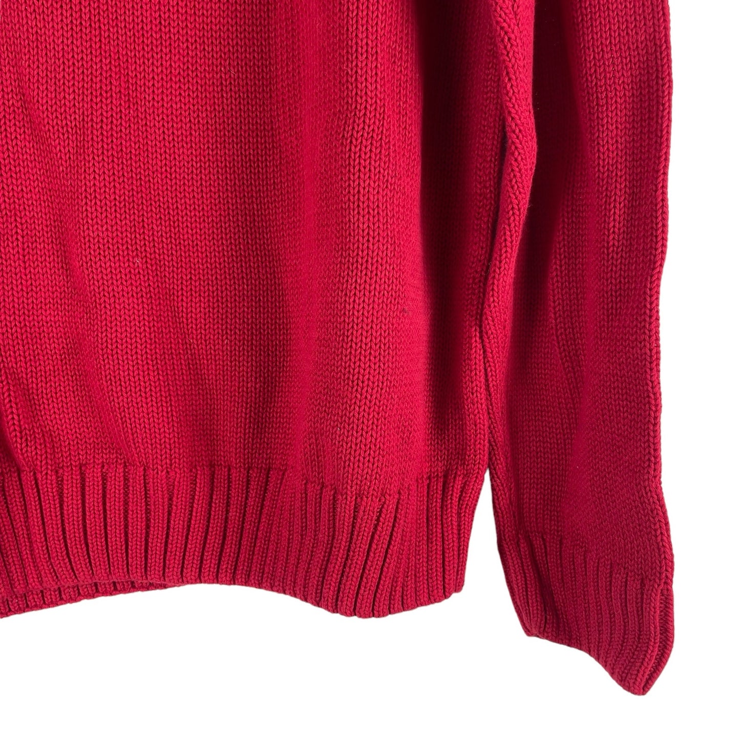 Chaps 1/4 Zip Lodge Snowflakes Pullover Sweater Cabin Red Size L