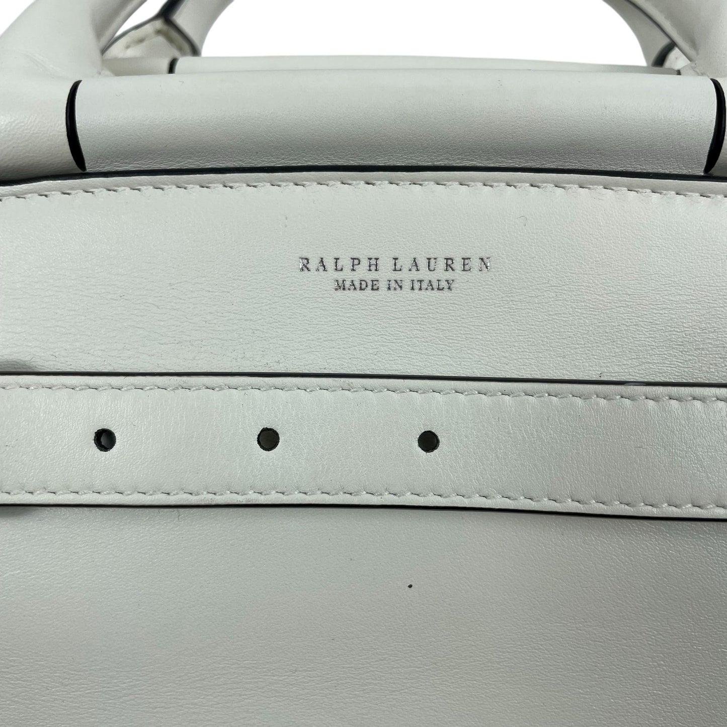 Ralph Lauren Collection RL50 Leather Medium Satchel Top Handle Bag White