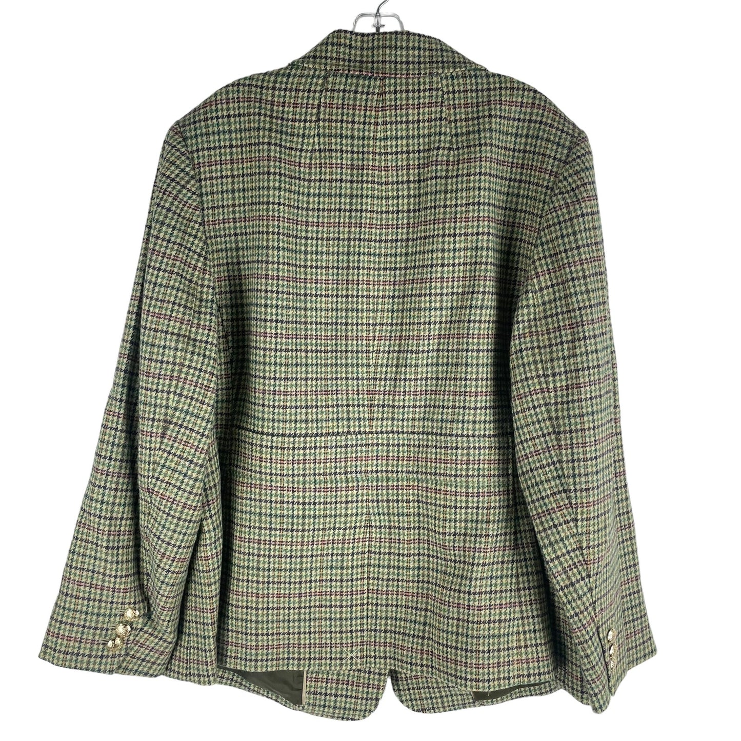 Talbots Classic Shetland Blazer Rustling Plaid Green Pink Size 20W