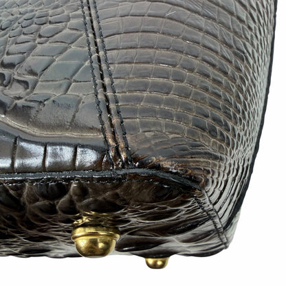 Brahmin Melbourne Shopper Tote Bag Brown Croc Embossed Leather