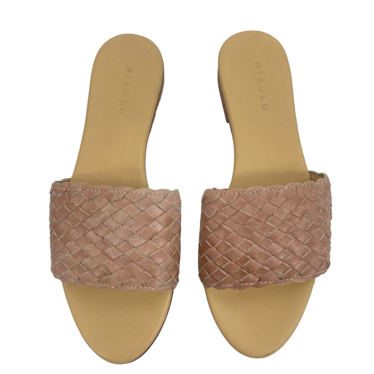 Nisolo Isla Leather Woven Slide Sandal Desert Rose Pink Size 7