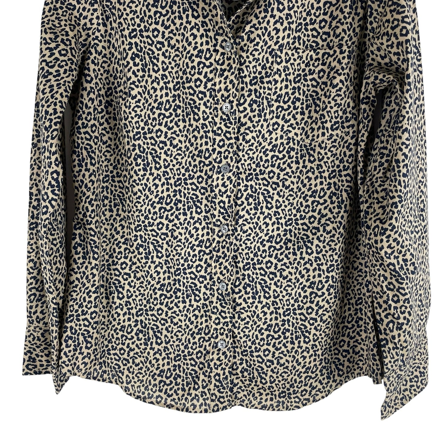 J. Crew Factory Animal Print Cotton Shirt in Signature Fit Blue Size M