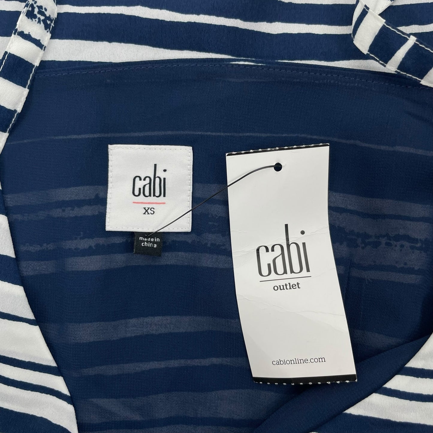 CAbi Nautical Stripe Mini Sun Dress Front Knot Blue White Size XS