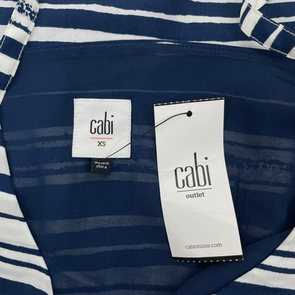 CAbi Nautical Stripe Mini Sun Dress Front Knot Blue White Size XS