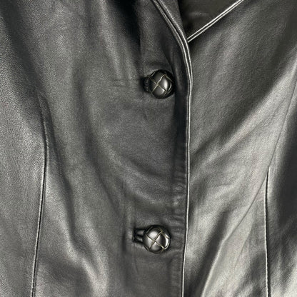 Croft & Barrow Black Lambskin Leather Blazer Jacket 3 Buttons Size M