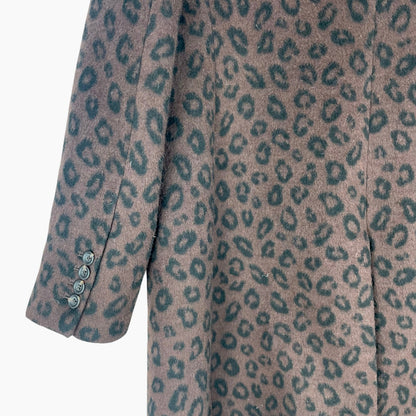 Ann Taylor Wool Blend Chesterfield Coat Brown Cheetah Print Size XL