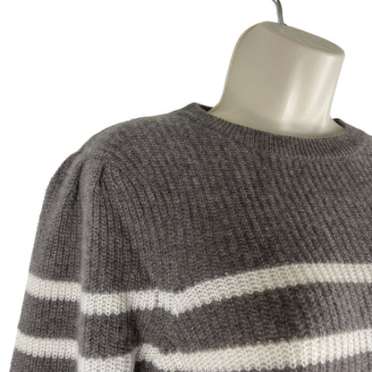 360 Cashmere Laurel Cashmere Striped Sweater Puff Shoulder Size S