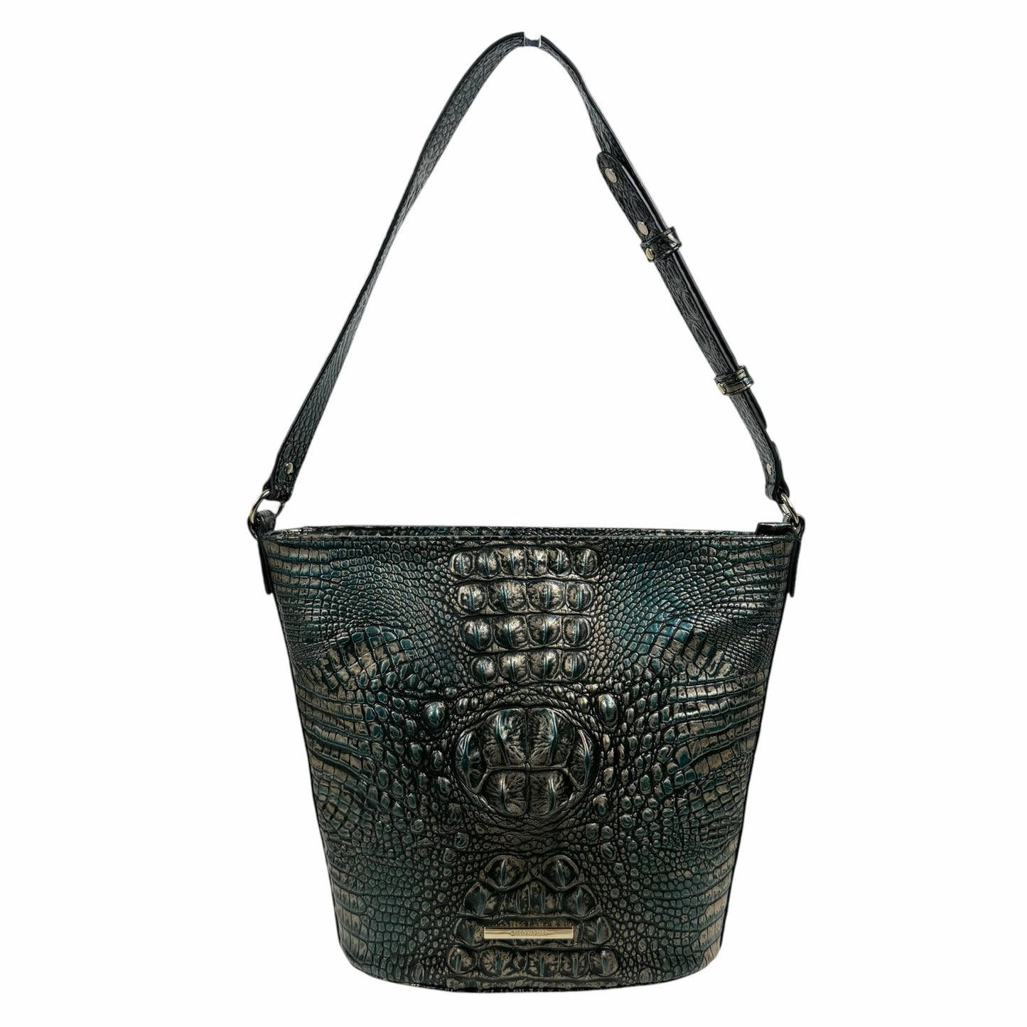 Brahmin Quinn Agata Melbourne Bucket Bag Metallic Green
