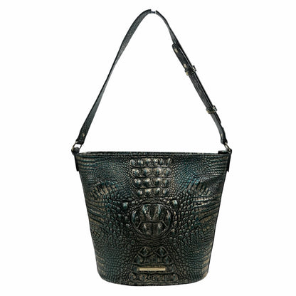 Brahmin Quinn Agata Melbourne Bucket Bag Metallic Green