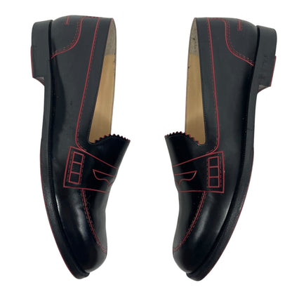 Christian Louboutin Mocalaureat Leather Penny Loafer Black Red Size 36