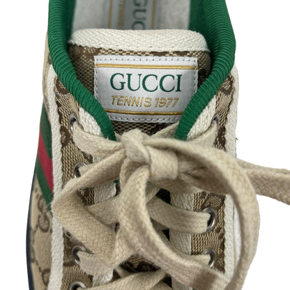 Gucci GG 1977 Tennis Sneakers Lace Up Beige Ebony Original Size 38.5