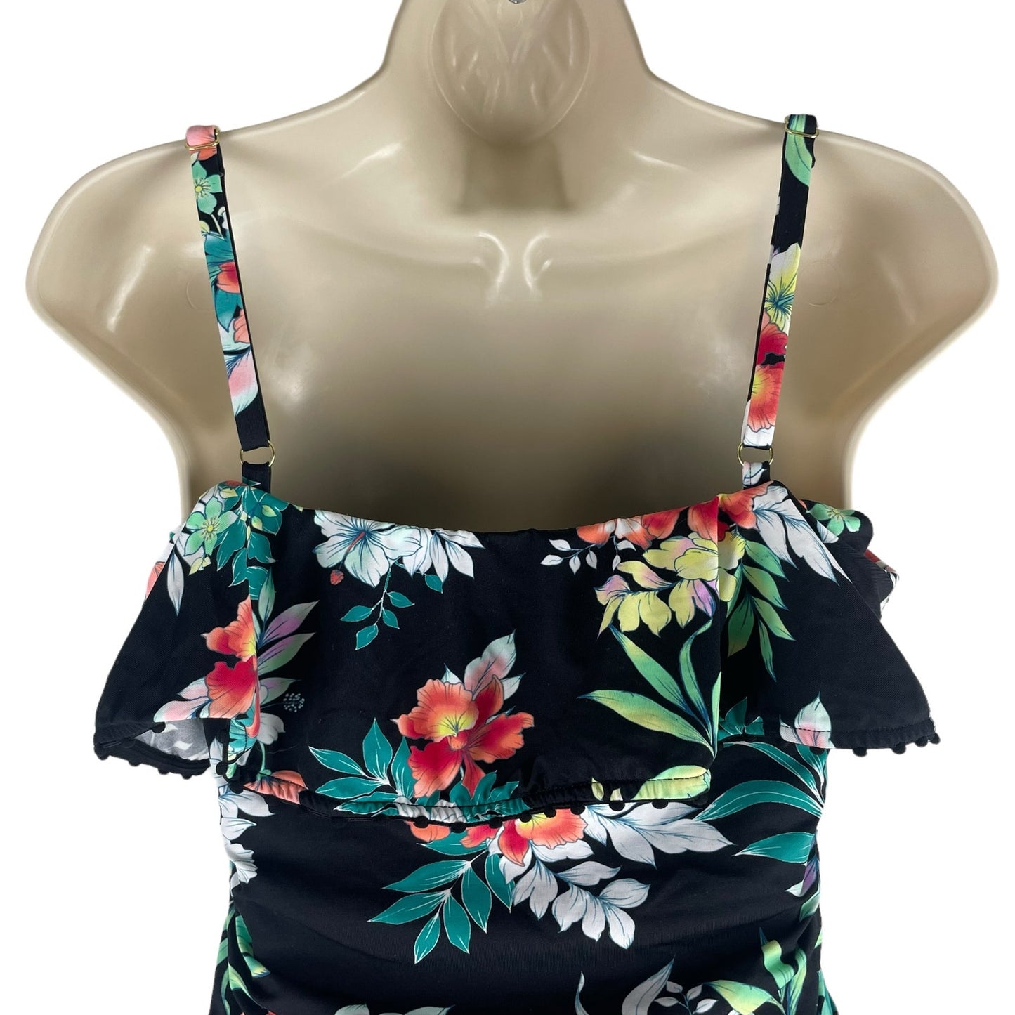 Tommy Bahama Floral Springs Flounce Tankini Top Swim Size XS