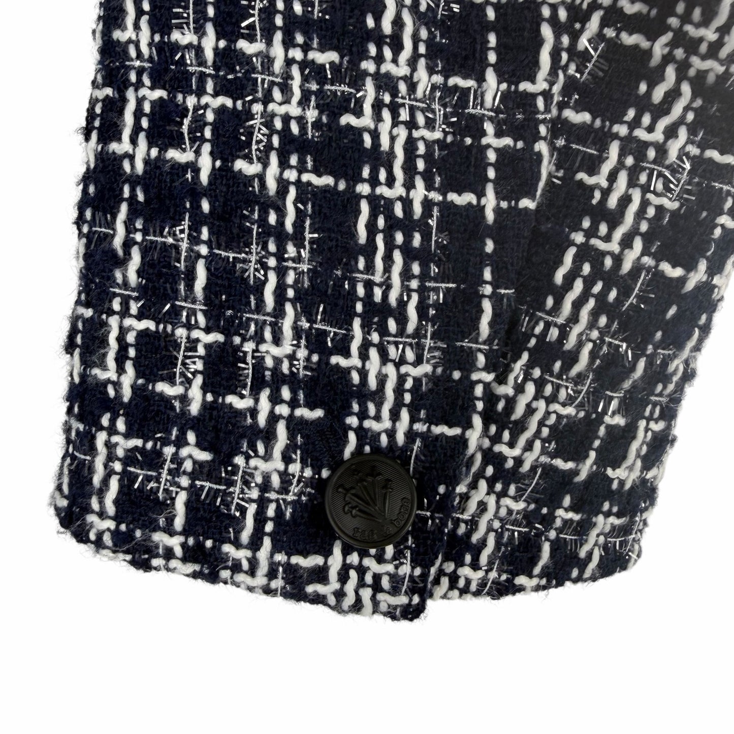Rag & Bone Elvy Tweed Double Breasted Blazer Jacket Navy Size 12