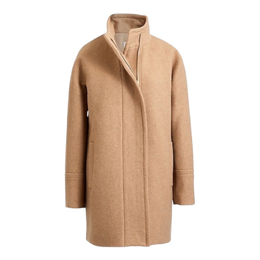 J. Crew Factory Wool Blend City Coat Side Zip Camel Tan Size 14