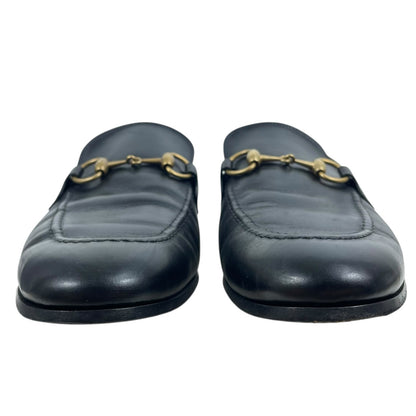 Gucci Jordaan Loafers Black Leather Gold Horsebit Men Size 8.5/ 9