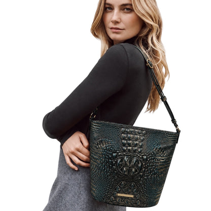 Brahmin Quinn Agata Melbourne Bucket Bag Metallic Green