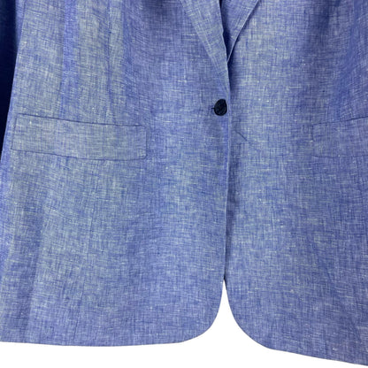 Talbots Casual Linen Blazer Jacket One Button Blue Size 24W