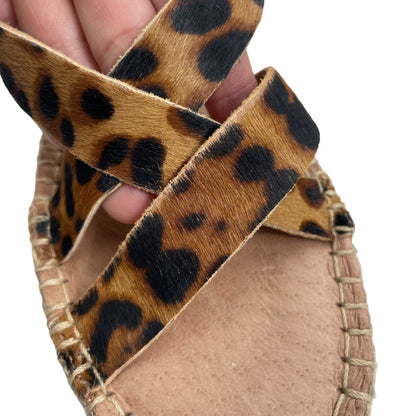 Madewell Malia Espadrille Platform Sandals Leopard Calf Hair Size 7.5