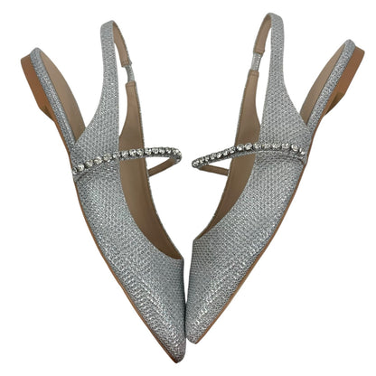 Stuart Weitzman Crystaline Pointed Toe Slingback Flats Silver Size 7