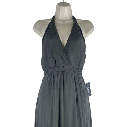 Lulu's Finest Hour Halter Neck Front Slit Maxi Dress Olive Size XS