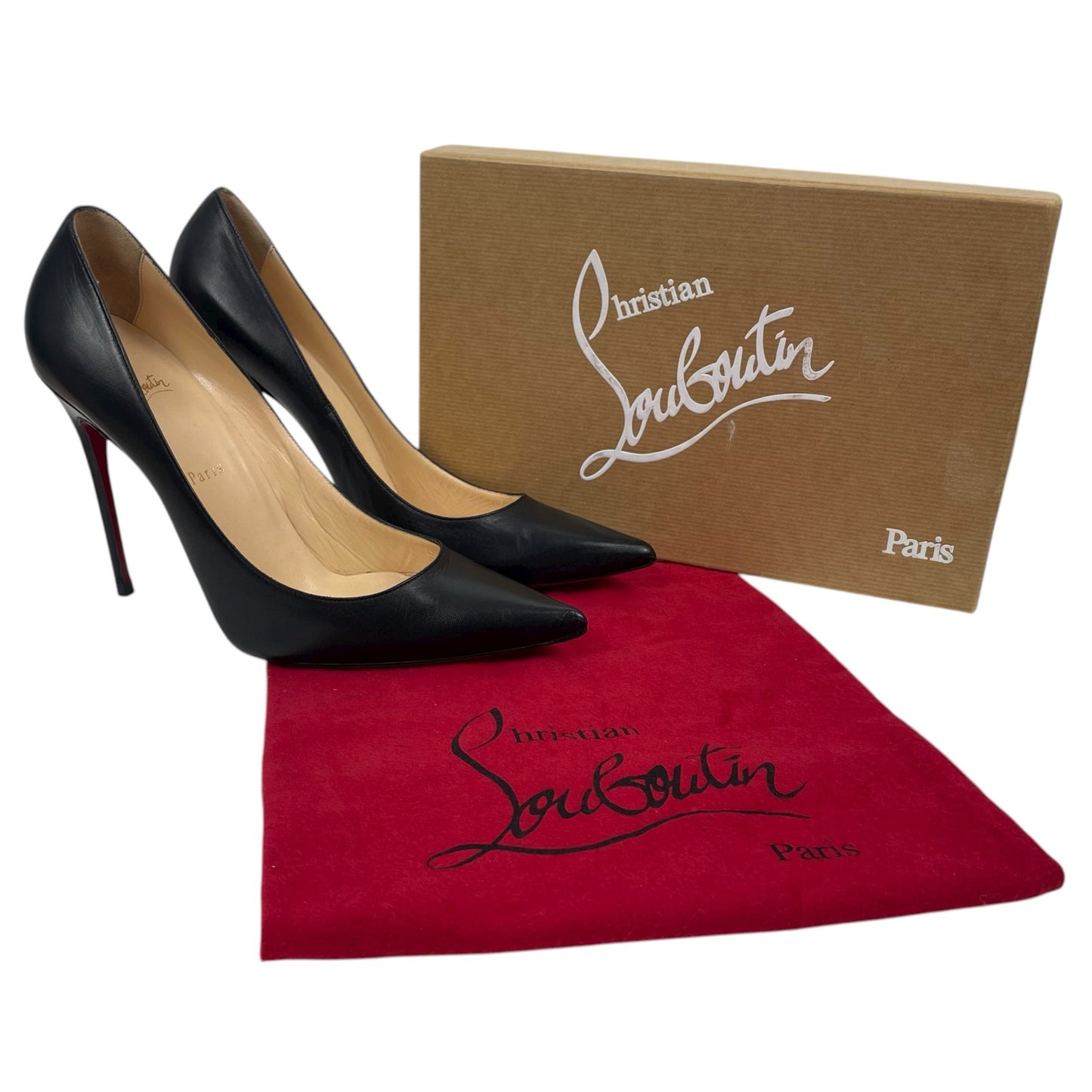 Christian Louboutin Decollete 554 100mm Kid Leather Pump Black Size 42