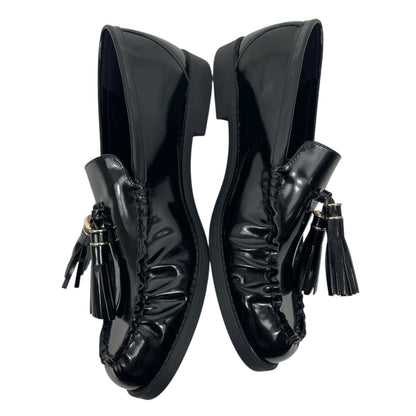 Mango Leather Slip On Loafer with Tassel Black Size 39/ 8.5