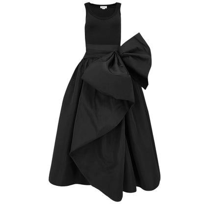 Alexander McQueen Cut & Sew Bow Hybrid Midi Dress Black Size 46/ US 10