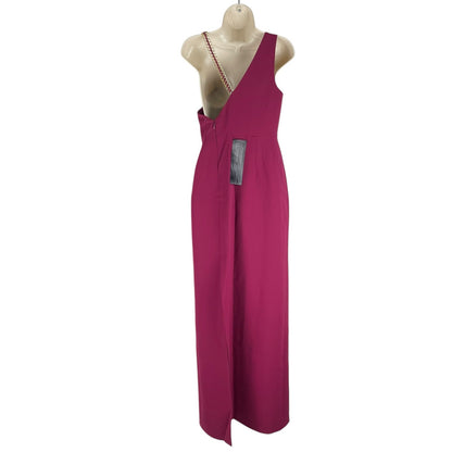 BCBGMaxAzria Gracie One Shoulder Chain Gown Column Dress Beet Size 2
