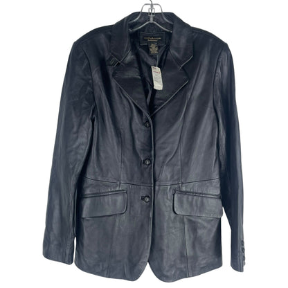 Croft & Barrow Black Lambskin Leather Blazer Jacket 3 Buttons Size M