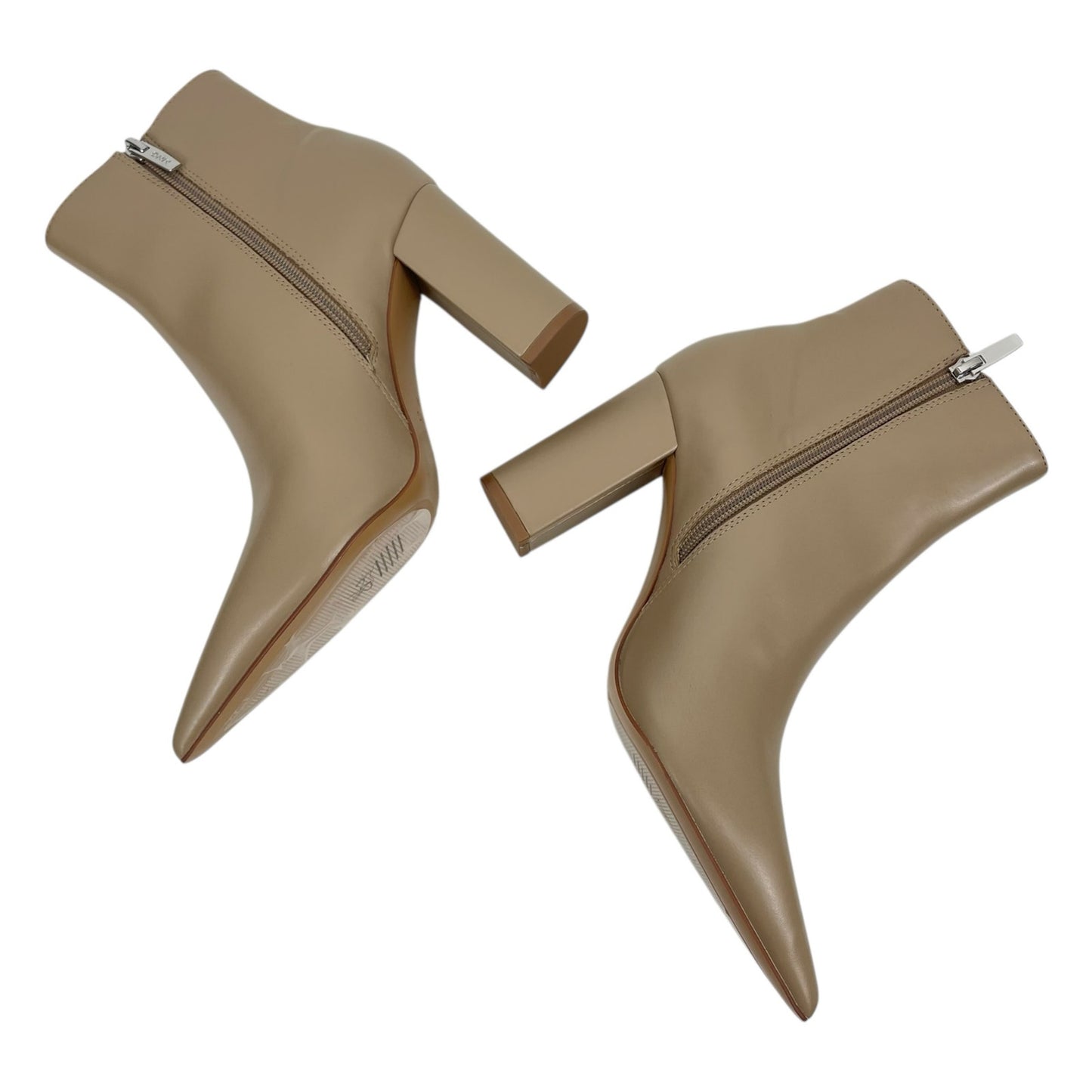 Mango Faux Leather Pointed Toe Heeled Ankle Boots Beige Size 38/ 7.5