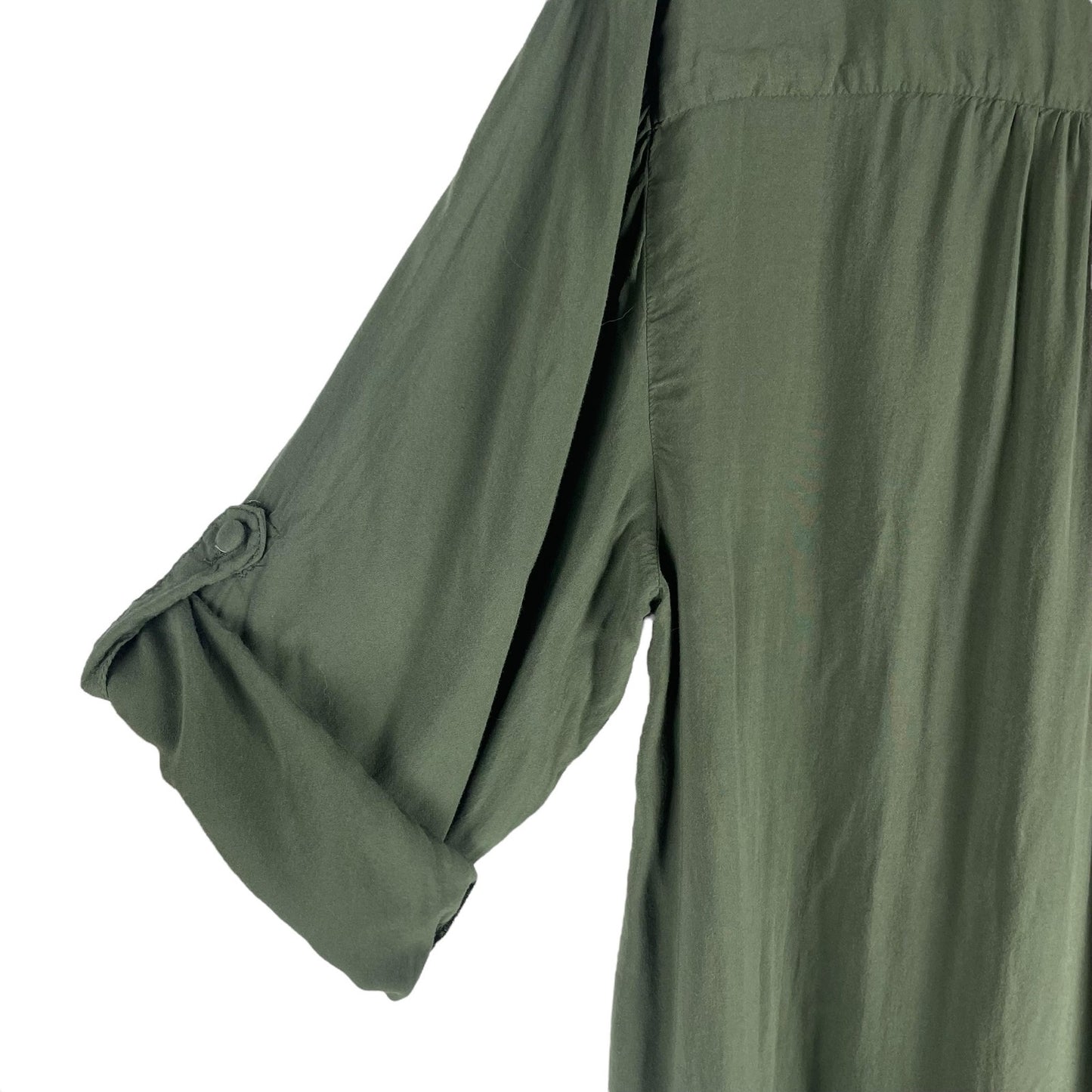 Torrid Harper V Neck Popover Top 3/4 Sleeve Military Green Size 1X