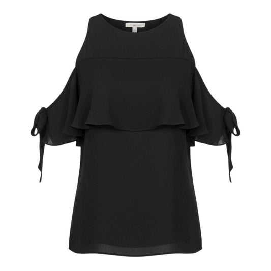 Ramy Brook Penelope Silk Cold Shoulder Tie Sleeve Top Black Size M