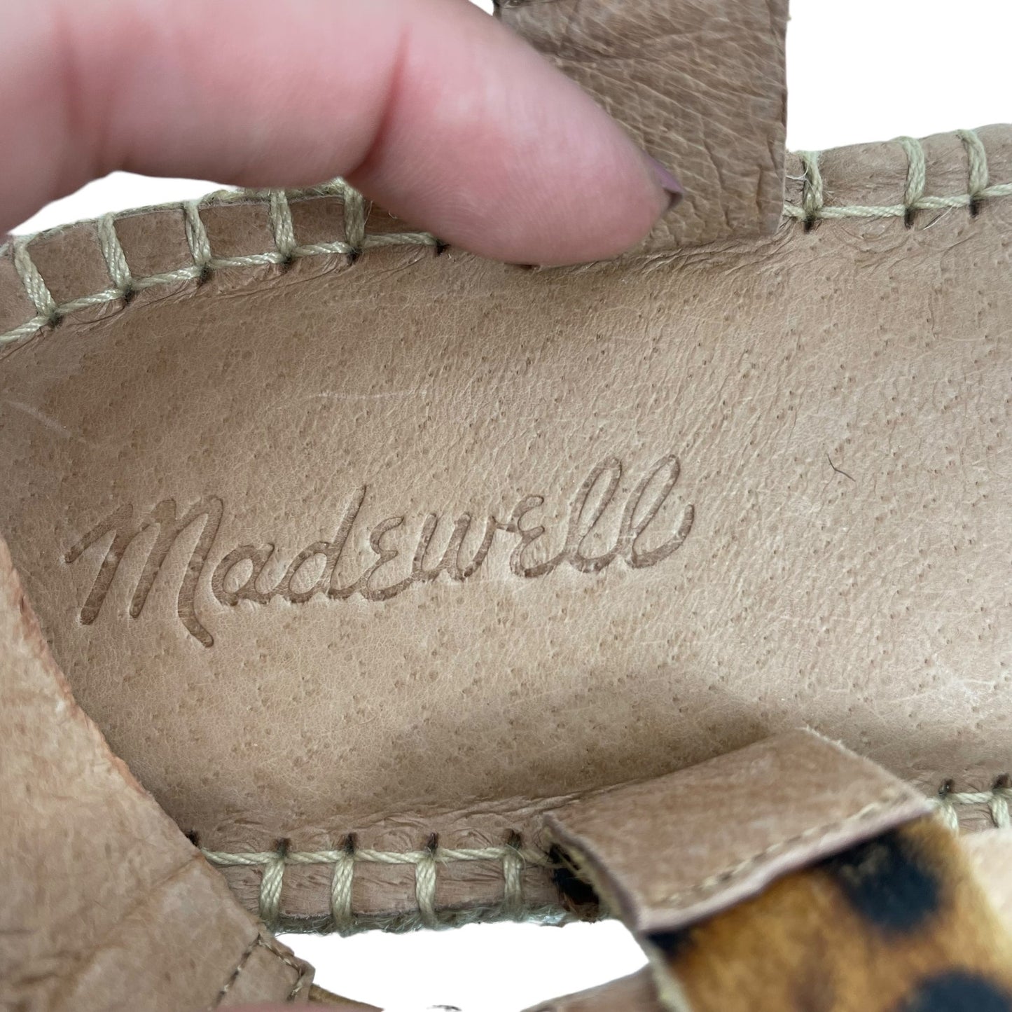 Madewell Malia Espadrille Platform Sandals Leopard Calf Hair Size 7.5