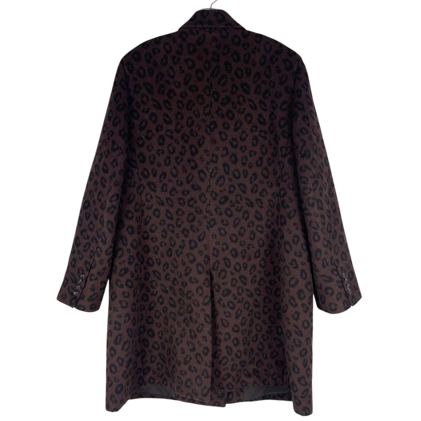 Ann Taylor Wool Blend Chesterfield Coat Brown Cheetah Print Size XL