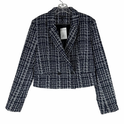 Rag & Bone Elvy Tweed Double Breasted Blazer Jacket Navy Size 12