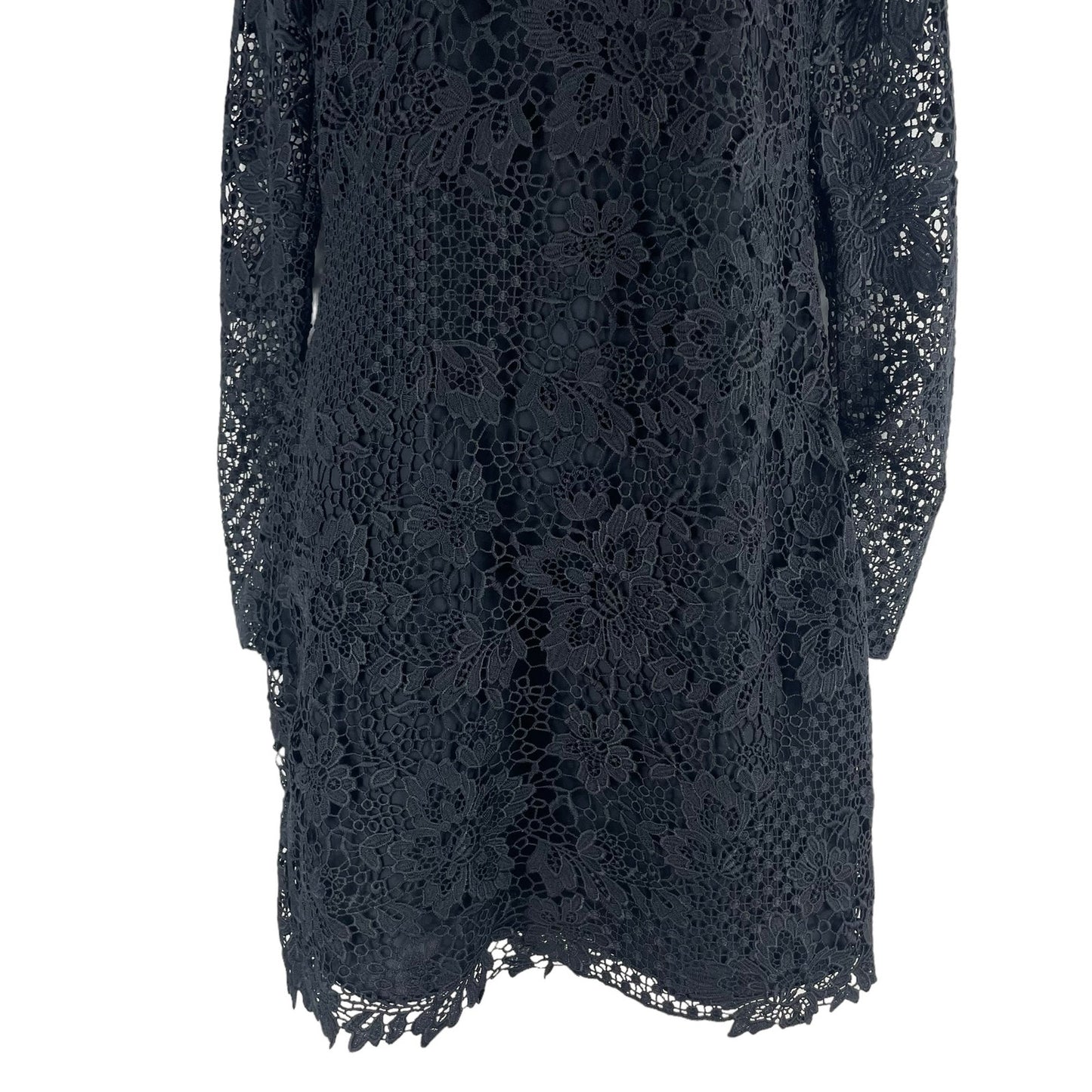 Joie Hemera Lace Yoke Long Sleeve Mini Dress Elegant Black Size 8
