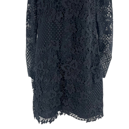 Joie Hemera Lace Yoke Long Sleeve Mini Dress Elegant Black Size 8