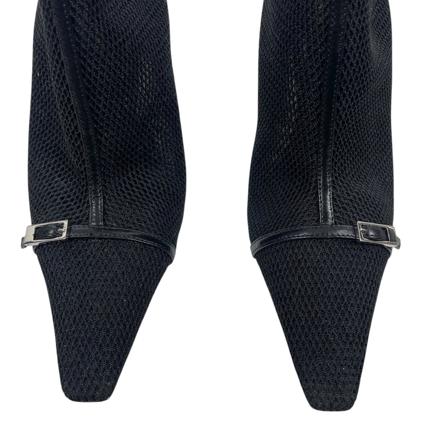 Saint Laurent Oxalis 115mm Mesh Pointed Toe Ankle Boots Black Size 37