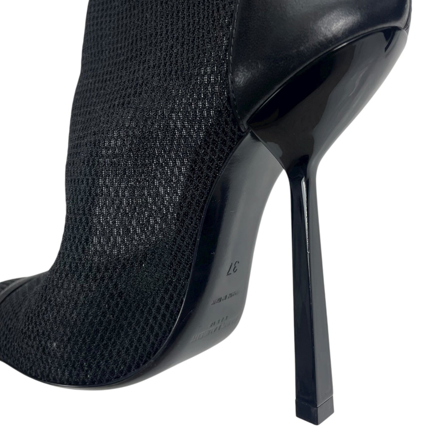 Saint Laurent Oxalis 115mm Mesh Pointed Toe Ankle Boots Black Size 37