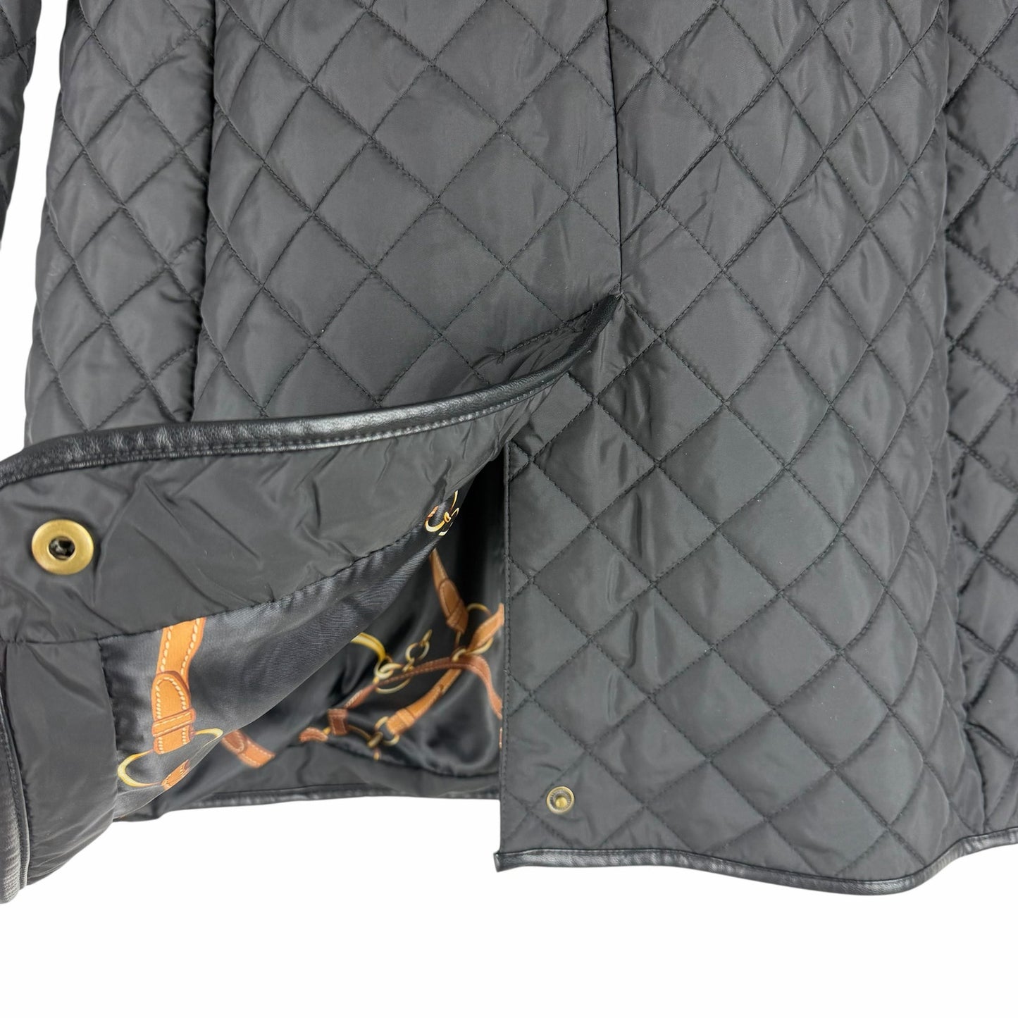 Lauren Ralph Lauren Hooded Quilted Long Coat Black Size L